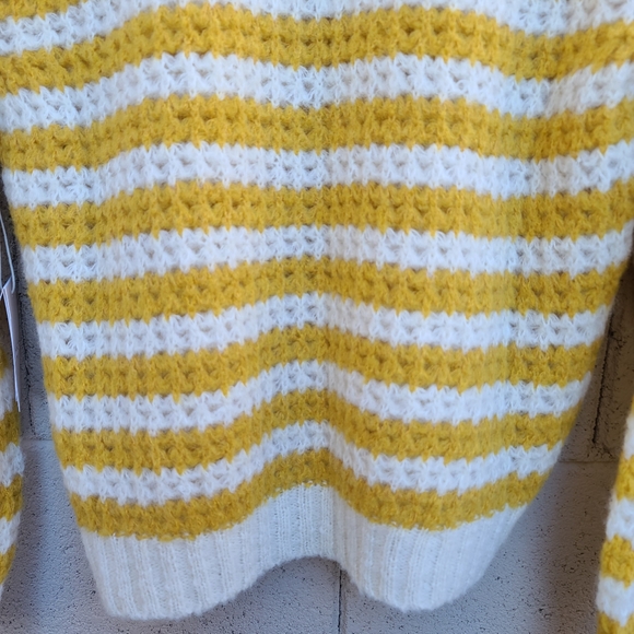 MOTHER | The Striped Alpaca-Blend Open Knit Sweater in Mostly Sunny NEW Sz Small - Picture 15 of 15